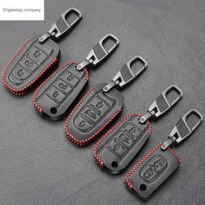 Car Key Case Cover For Peugeot 301 308 408 508 2008 308S 3008 4008 5008 307 Accessories Genuine Leather Keychain Bag Holder