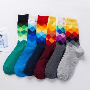 Men's Socks Happy Mens British Style Child Gradient Color Cotton Sports Long Tube Fashion Colored