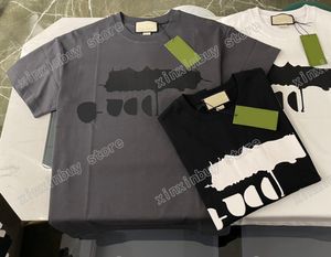 xinxinbuy män designer tee t shirt paris graffiti bokstäver tryck broderi jacquard kort ärm bomull kvinnor vit svart grå xs-l