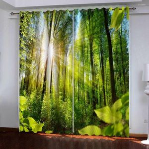 Tenda Tende Foresta Verde Tende Oscuranti Di Lusso Finestra 3D Per Soggiorno Camera Da Letto Tende Su Misura Decor