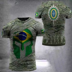 T-shirty męskie brazylijska armia męska weteran weteran drukujący letni O-Neck krótki rękaw wojskowy T-Shirt Cool Top Men's Large Suries T230103