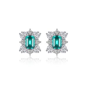 Emerald Stud örhängen S925 Silver Zircon Super Sparkling örhängen europeiska kvinnor Retro örhängen Kvinnor Bröllopsfest utsökta smycken Valentine's Day Gift SPC