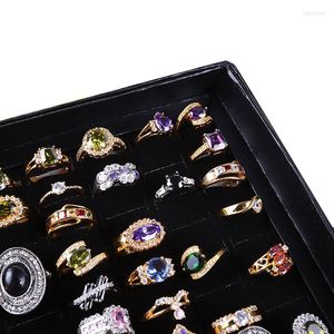 Jewelry Pouches Velvet 100 Slots Ring Earrings Display Box Showcase Storage Case Holder Tray Organizer Boxes With Lid NIN668