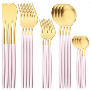 Set di stoviglie da 20 pezzi set rosa set di posate in acciaio inossidabile posate coltletti matte