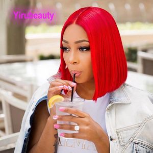 4X4 Lace Bob Wig Malaysian Peruvian Indian 180% Density Yirubeauty Silky Straight Red Purple Blue Pure Color 100% Human Hair 10-16inch