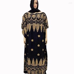 Ethnic Clothing Muslim CostumeTow-piece Turkish Dress Scarf Black Embroidered Robe Dubai Islam For Women African Clothes