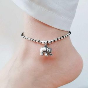 Anklets Bocai S990 Sterling Silver Anklet Armband för kvinnor 2023 Finshion Elephant Retro Thai handvävd