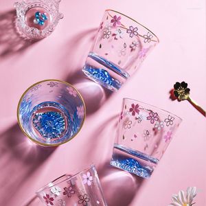 Kieliszki do wina nowość japoński styl Fuji Mountain Cup Pink Cherry Blossom Volcano Glass Net Red Water Creative Girl Heart Cute