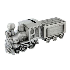 Train Money Bank Box Diecast Model Cars Piggy Banks Locomotive Loco Railway Alloy Coin Storage Case Engraving Kids Birthday Party Gift Favor