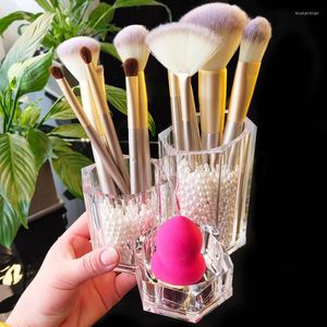 Storage Boxes Transparent Cosmetic Organizer Makeup Brush Holder Box Acrylic Plastic Jewelry Pen Supplies Business Card