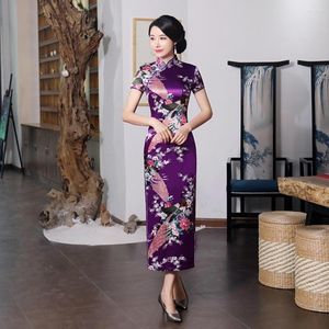 Etnisk kläder kinesisk stil lady cheongsam sexiga kvinnor plus size qipao sommar hög split klänning för scen visar långa vestidos