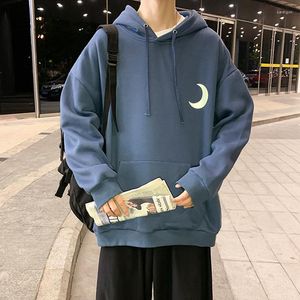 Felpe con cappuccio da uomo PR Hip Hop Reflective Moon Autunno Warm Men Casual Pullover con cappuccio 2023 Felpe oversize da uomo Top