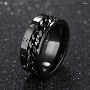 Cluster Rings Finger Fidget Spinner Stainless Steel Chain Rotatable Ring Men Classical Rome Digital Power Sense Gift Anxiety