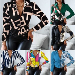 2023 Spring Womens New Printed Shirt Plus Size 3xl Long Sleeve Blouses Designer Tops