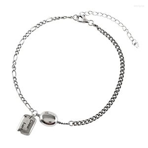 Anklets S925 Sterling Silver Lucky Letters Chain Anklet Female Kpop Gothic Vintage Personalizzato Sexy Gioielli personalizzati