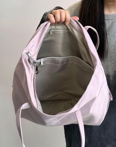 Borse da sera Borsa shopper in nylon da donna di grande capacità Borsa a tracolla in tessuto Oxford con cerniera Borsa ecologica viola carina Messaggero per libri per studenti