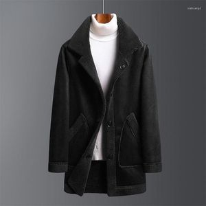 Giubbotti da uomo 2023 Autunno Inverno uomo Trendy alta qualità pelliccia di lana Shearling elegante lusso reversibile abito Trench causale cappotto