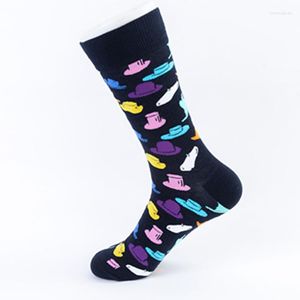 Men's Socks 5pairs/lot Funny Combed Cotton Men Happy Colorful Multi Rope Hat Pattern Long Tube Skateboard Casual