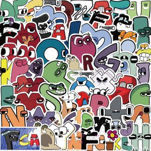 52pcs Funny Alphabet Lore Sticker Alphabetletter Graffiti Stickers para laptop de bagagem de bagagem DIY adesivos de bicicleta de skate