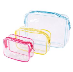 Bolsa cosmética transparente Banho lavar bolsas de maquiagem transparentes do organizador do zíper do zíper da viagem PVC PVC Cosmetic Cosmetic Blue