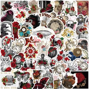 50st Vintage Steam Punk Rose Sticker Goth Skeleton Skull Graffiti Stickers för DIY Bagage Laptop Skateboard Motorcykelcykelklistermärken