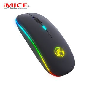 Bluetooth Wireless Mouse z USB do ładowania RGB podświetlenie myszy Gaming Gamer Portable Myszka komputerowa na komputerowy laptop 2