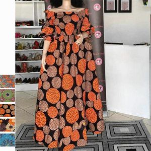 Etnik Giyim Afrika Elbiseleri Kadınlar için Omuzdan Seksi Bazin Riche Ladies Giyim Maxi Elbise Afrika Akşam Yemeği Akşam Partisi