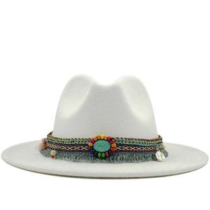 Stingy S New Men Женщины Wide Brim Wool Feed Fedora Panama с поясом Buckle Jazz Trilby Cap