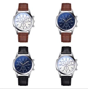 Blu Ray Three Eye Watch Мужская модная мода Business Belt Quartz Watch Live Trobscive Gift