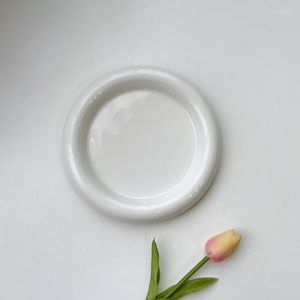 Plates Chubby Flat Plate Ceramic Dishes Salad Dessert Dinner Sauce Bowl White Turn-up Mini Vinegar Dish Jewelry Display