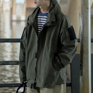 Giacche da uomo Trench coat da uomo Protezione del collo con cappuccio Tasche multiple antivento Primavera per l'uso quotidiano