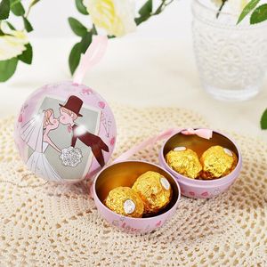 Involucro di regalo 10pcs/lot Scatole speciali rotonde dolci variopinte del bello contenitore di sfera della caramella di cerimonia nuziale creativa della latta