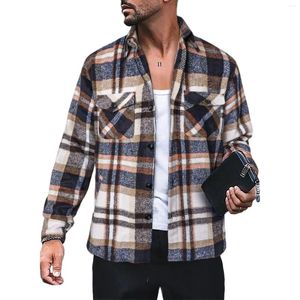 Men's Casual Shirts Plaid Flannel For Men 2023 Brand Long Sleeve Two Pockets Checked High Quality Business Office Blouse Tops XXXL