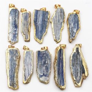 Naszyjniki wisiorek naturalny kamień niebieski Kyanit wisiorki biżuteria posiłek złota bok surowy samorodek do kolczyków naszyjnik DIY