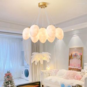 Chandeliers Minimalist Living Room LED Chandelier Lamps Oval Egg Moon Sconce 110V 220V Bar El Bedroom Suspension Light Indoor Home Decor