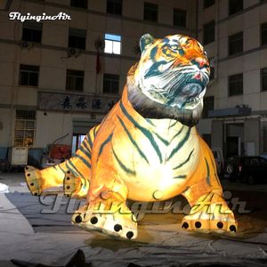 Riesiger gelber aufblasbarer Tiger-Modellkonzert-Bühnenhintergrund, echter Luft-Tiger-Ballon mit LED-Licht für Karnevalsveranstaltungen