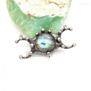 Pendant Necklaces PM42853 Labradorite Triple Moon Goddess Phase Celestial Crescent Statement Charm