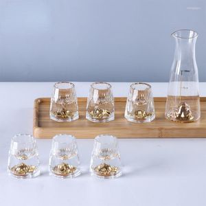 Wine Glasses Diamond Golden Mountain 12-200ml S Glass Vodka Sake Shochu Cup Decanter Holiday Gift Hip Flask Exquisite Drinkware