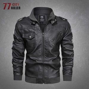 Utomhusjackor hoodies pu läderjacka män utomhus casual motorcykel vattentät stativ krage rockar manlig taktisk bomberjackor mens eu stor storlek 3xl 0104