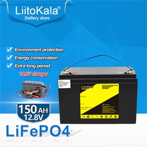 LiitoKala Lifepo4 Аккумулятор 12,8 В 12 В 150 Ач 100 А BMS для лодок мощностью 1200 Вт Аккумулятор солнечной энергии Тележки для гольфа Инвертор RV Зарядное устройство 14,6 В Литий-полимерные батареи