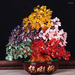 Dekorativa figurer 1pc Lucky Money Tree Natural Crystal Fortune Ornaments Desktop Decoration Bonsai Home Office Ornament