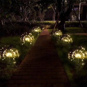 Garden Lawn Lamps LED Solar Lights Firework Shaped String Light Waterproof Outdoor Pathway For Villa Yard Walkway