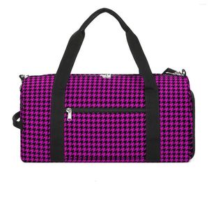 Borse da esterno Borsa sportiva pied de poule rosa nera Stampa retrò Accessori da palestra per il fine settimana Borse da fitness per uomo donna