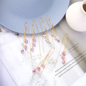 Brincos de bala de um cristal roxo rosa branco brilhante para mulheres cor de bronze de cor dourada de bronze jóias de moda de rosquinhas de tassel tassel