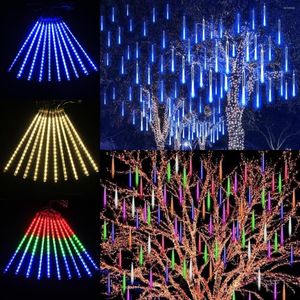 Strings 30/50CM 10 Tubes LED Meteor Shower Rain Lights Waterproof Falling Raindrop String Light For Christmas Holiday Party Patio Decor