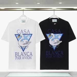 メンズカジュアルカサブランプリントクリエイティブ tシャツ固体通気性 Tシャツスリムフィットクルーネック半袖男性 Tシャツブラックホワイトメンズ Tシャツ