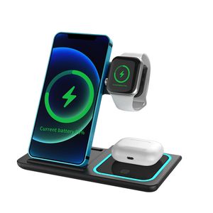 15W 3 in 1 Wireless Charging Charger Station Compatible for iPhone 14 13 12 Apple Watch AirPods Pro Qi Fast Quick Chargers for Cell Smart Mobile Phone