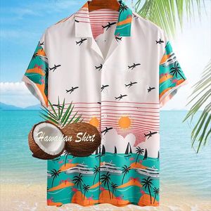 Camisas casuais masculinas 2023 havaiano para masculino de manga curta Moda de pulôver de verão V para pesco