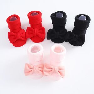 Primeiros caminhantes para crianças meninas de meninas meias de sapatos nascidos no chão bowknot infantil pegador pré-caminhada de 0 a 12 meses