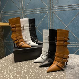 Lüks Kadın Botları Kış 2022 Düz Renkli Cowhide Ture Kabuklu Saçlı Stiletto Yüksek Topuklu Chelsea Boots Seksi Moda Ayakkabıları